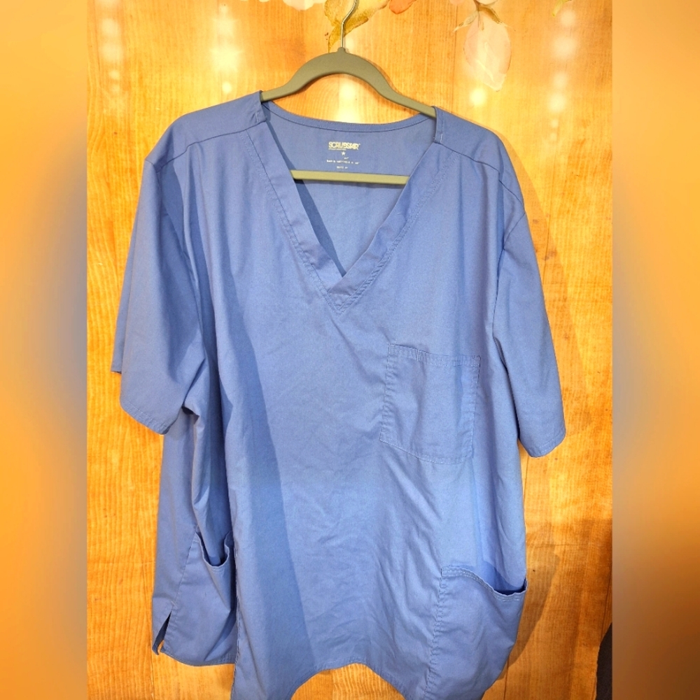 Blue V-Neck Scrub Top